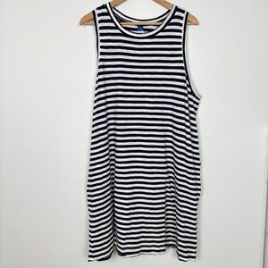 Old Navy Women Sleeveless Stripe Tank Dress Size XXL Navy White Nautical Pockets